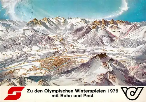 AK / Ansichtskarte Innsbruck Panoramakarte Olympische Winterspiele aus der Vogelperspektive Innsbruck