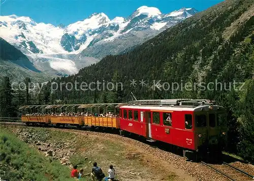 AK / Ansichtskarte Berninabahn Aussichtswagen Bellavista Piz Bernina Piz Morteratsch Berninabahn