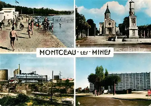 AK / Ansichtskarte Montceau les Mines Plage Eglise H.L.M. Bel Air Montceau les Mines