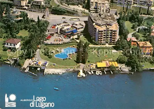 AK / Ansichtskarte Bissone_Lago_di_Lugano Albergo Lago di Lugano Fliegeraufnahme Bissone_Lago_di_Lugano