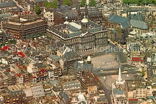 AK / Ansichtskarte Amsterdam_Niederlande Koenigspalast Dam Platz Fliegeraufnahme Amsterdam_Niederlande