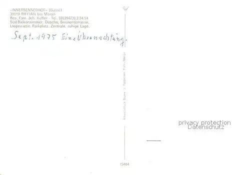 AK / Ansichtskarte Riffian_Meran Gaestehaus Pension Innersennerhof Riffian Meran