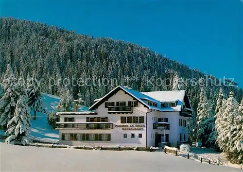 AK / Ansichtskarte Selva_Val_Gardena_Tirol Pension Restaurant La Selva Winterlandschaft Groednertal Selva_Val_Gardena_Tirol