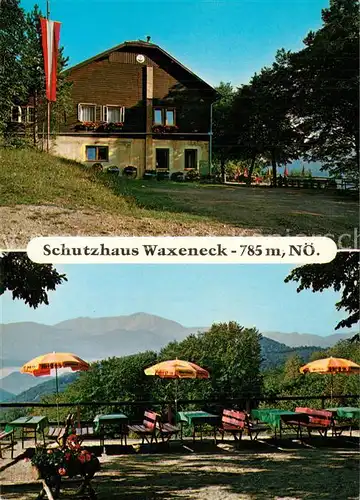 AK / Ansichtskarte Pernitz_Niederoesterreich Schutzhaus Waxeneck Terrasse Fernsicht Alpen Pernitz_Niederoesterreich