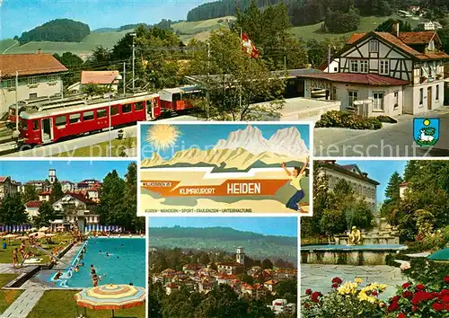 AK / Ansichtskarte Heiden_AR Teilansichten Kurort Bahnhof Eisenbahn Freibad Brunnen Heiden_AR