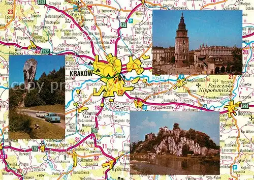 AK / Ansichtskarte Krakow_Krakau und Umgebung Strassenkarte Krakow Krakau