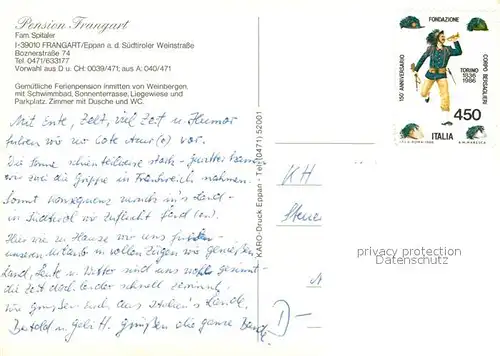 AK / Ansichtskarte Frangart_Frangarto Pension Frangart Swimming Pool Frangart Frangarto