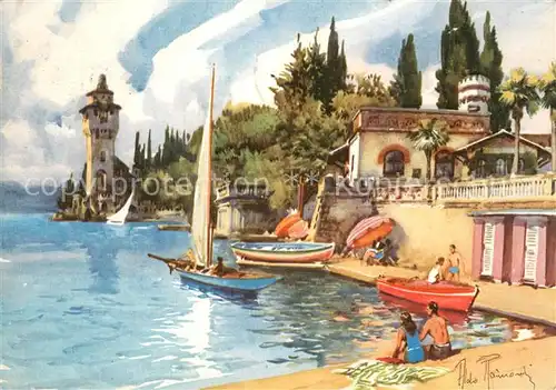 AK / Ansichtskarte Gardone_Riviera_Lago_di_Garda Torre San Marco e Casino Kuenstlerkarte Gardone_Riviera