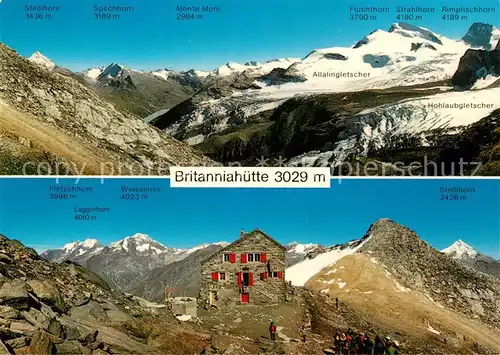 AK / Ansichtskarte Saastal Britanniahuette Panorama Saastal