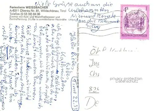 AK / Ansichtskarte Oberau_Wildschoenau_Tirol Ferienheim Pension Weissbacher Pension Ahornhof Oberau_Wildschoenau_Tirol