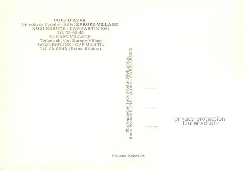 AK / Ansichtskarte Roquebrune Cap Martin Un coin de Paradis Hotel Europe Village Roquebrune Cap Martin