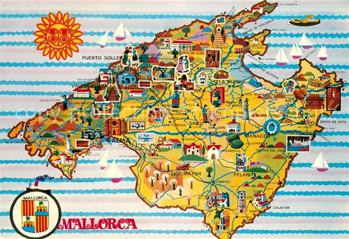 AK / Ansichtskarte Mallorca Plano con detalles caracterisicos de la Islar Mallorca