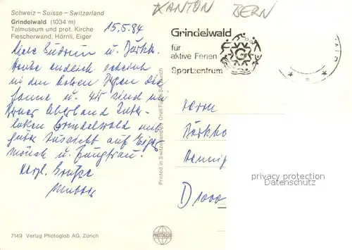 AK / Ansichtskarte Grindelwald Talmuseum und prot Kirche Fiescherwand Hoernli Eiger Grindelwald