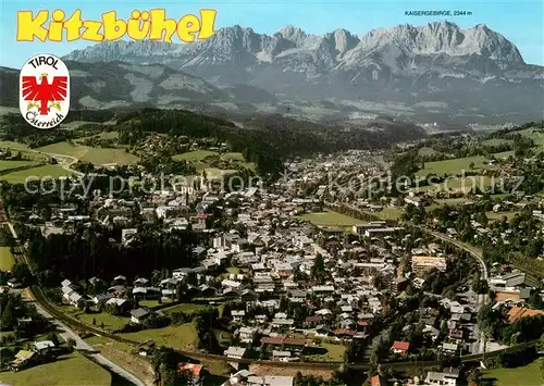 AK / Ansichtskarte Kitzbuehel_Tirol Fliegeraufnahme mit Kaisergebirge Kitzbuehel Tirol