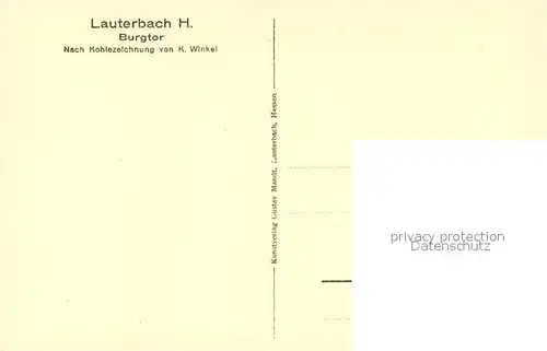 AK / Ansichtskarte Lauterbach_Hessen Burgtor Nach Kohlezeichnung von Winkel Lauterbach Hessen
