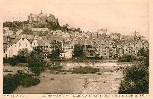 AK / Ansichtskarte Marburg_Lahn Lahnwehr Schloss Universitaet Marburg_Lahn