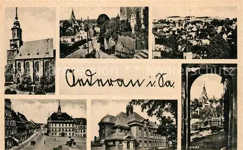 AK / Ansichtskarte Oederan Kirche Rathaus Stadtpanorama Oederan