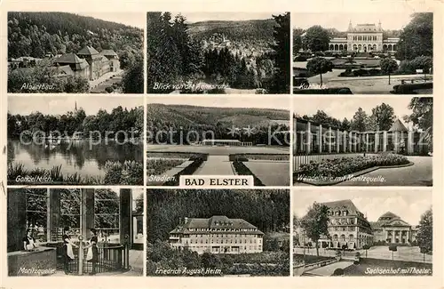 AK / Ansichtskarte Bad_Elster Albertbad Gondelteich Kurhaus Friedrich August Heim Theater Bad_Elster