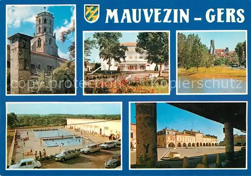 AK / Ansichtskarte Mauvezin_Gers Clocher de eglise Place de la Liberation Mauvezin Gers