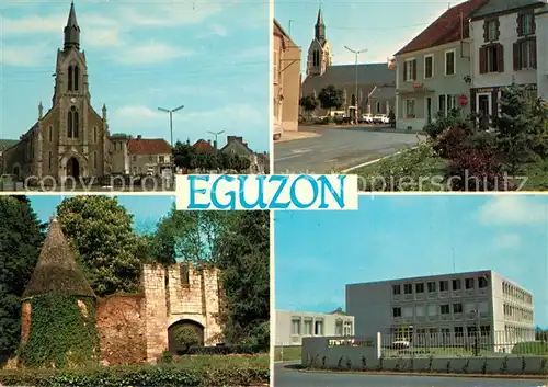 AK / Ansichtskarte Eguzon Chantome Eglise Saint Etienne rond point chateau vieille porte CEG Saint Exupery Eguzon Chantome