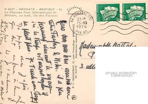 AK / Ansichtskarte Behobie Nouveau Pont International Ile des Faisans Behobie