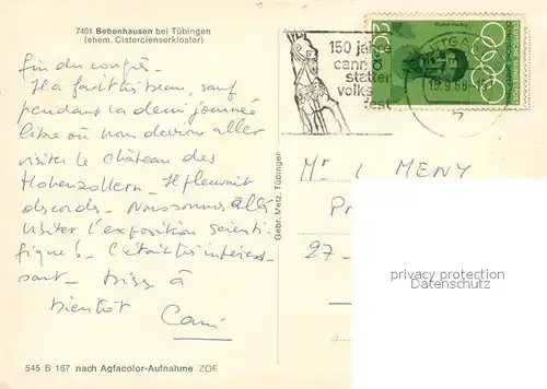 AK / Ansichtskarte Bebenhausen_Tuebingen Ehemaliges Zisterzienserkloster Wasserspiegelung Bebenhausen Tuebingen