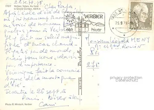 AK / Ansichtskarte Verbier Panorama au fond le Grand Combin Walliser Alpen Verbier