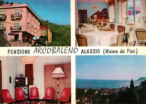 AK / Ansichtskarte Alassio Pensione Arcobaleno Gaststuben Panorama Alassio