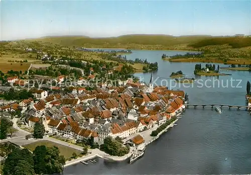 AK / Ansichtskarte Stein_Rhein Fliegeraufnahme mit Insel Werd und Untersee Stein Rhein