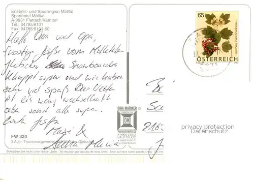 AK / Ansichtskarte Flattach Sporthotel Molltal Skipisten Flattach