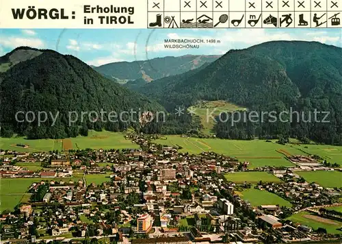 AK / Ansichtskarte Woergl_Tirol Fliegeraufnahme mit Markbachjoch Woergl Tirol