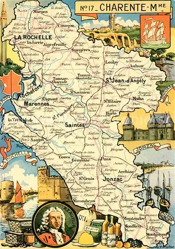 AK / Ansichtskarte La_Rochelle_Charente Maritime Gebietskarte La_Rochelle