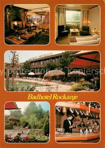 AK / Ansichtskarte Rockanje Badhotel Rockanje Gastraum Zimmer Bar Garten Pool Rockanje