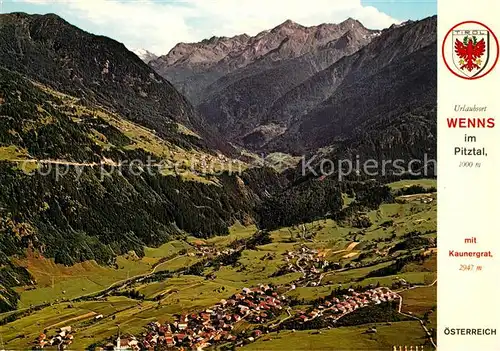 AK / Ansichtskarte Wenns_Pitztal_Tirol Fliegeraufnahme mit Kaunergrat Wenns_Pitztal_Tirol