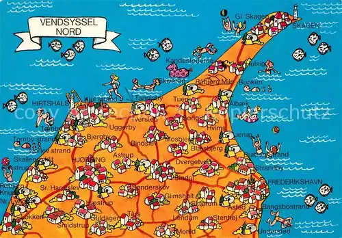 AK / Ansichtskarte Vendsyssel_Danmark Inselkarte Vendsyssel Danmark