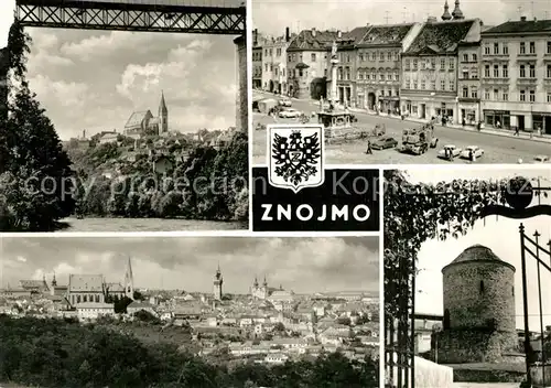 AK / Ansichtskarte Znojmo Mikulassky kostel Namesti Miru Kravi hory Romanska rotunda Znojmo