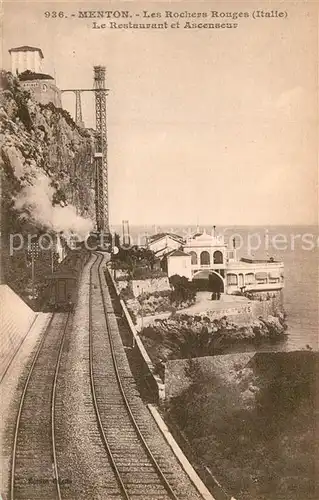 AK / Ansichtskarte Menton_Alpes_Maritimes Les Rochers Rouges Restaurant Ascenseur Menton_Alpes_Maritimes