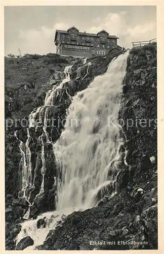 Elbfallbaude_Riesengebirge Elbfall Wasserfall Silesia Karte Nr. 23 Phototonkarte Elbfallbaude