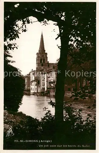 Saint Girons_Ariege Un joli coin sur les bords du Salat Eglise Saint Girons Ariege