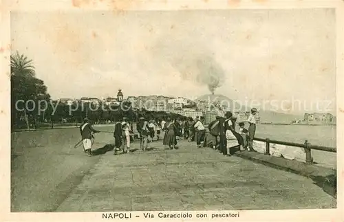 Napoli_Neapel Via Caracciolo con pescatori Napoli Neapel