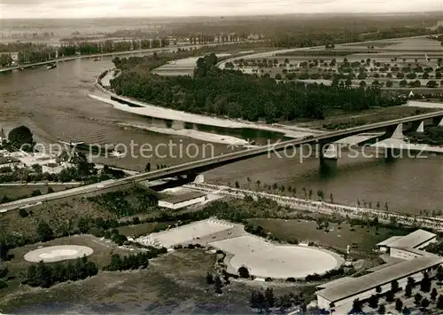 Speyer_Rhein Rheinbruecke Sportzentrum Fliegeraufnahme Speyer Rhein
