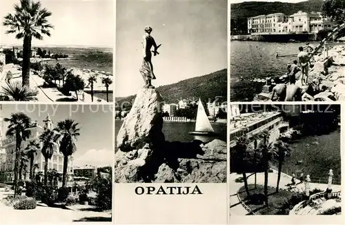 Opatija_Istrien Kuestenpanorama Strand Promenade Statue Opatija_Istrien