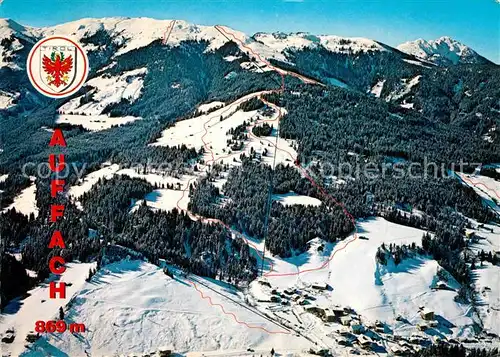 Auffach Fliegeraufnahme mit Skigebiet Hohlriederalm und Sessellift Auffach