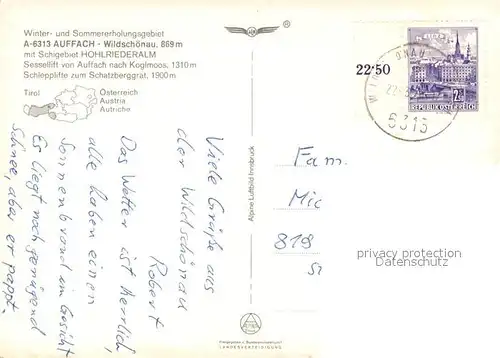 Auffach Fliegeraufnahme mit Skigebiet Hohlriederalm und Sessellift Auffach