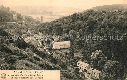 AK / Ansichtskarte Logne_Belgien Vallee de Logne et Ruines du chateau de Logne vu des hauteurs de Palogne Logne Belgien