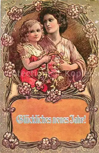 AK / Ansichtskarte Neujahr Blumen Kind Mutter Etlingerscher Verlag Wilhelm Ott  