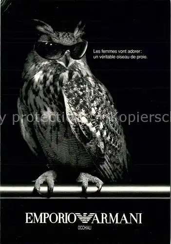 AK / Ansichtskarte Eule Sonnenbrille Werbung Emporio Armani 
