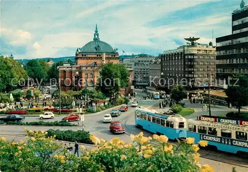 AK / Ansichtskarte Strassenbahn Norway Oslo Slottsparken Nationaltheatret 