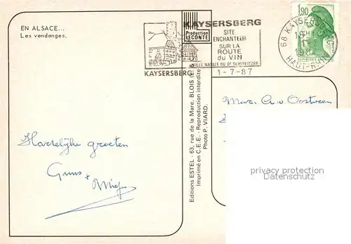 AK / Ansichtskarte Ernte_Landwirtschaft Weinlese Alsace Vendanges  