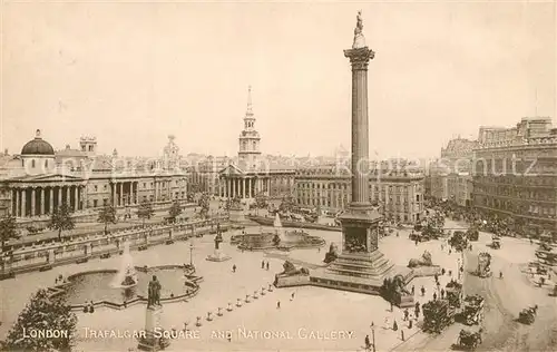 AK / Ansichtskarte London Trafalgar Square and National Gallery Nelson Column London